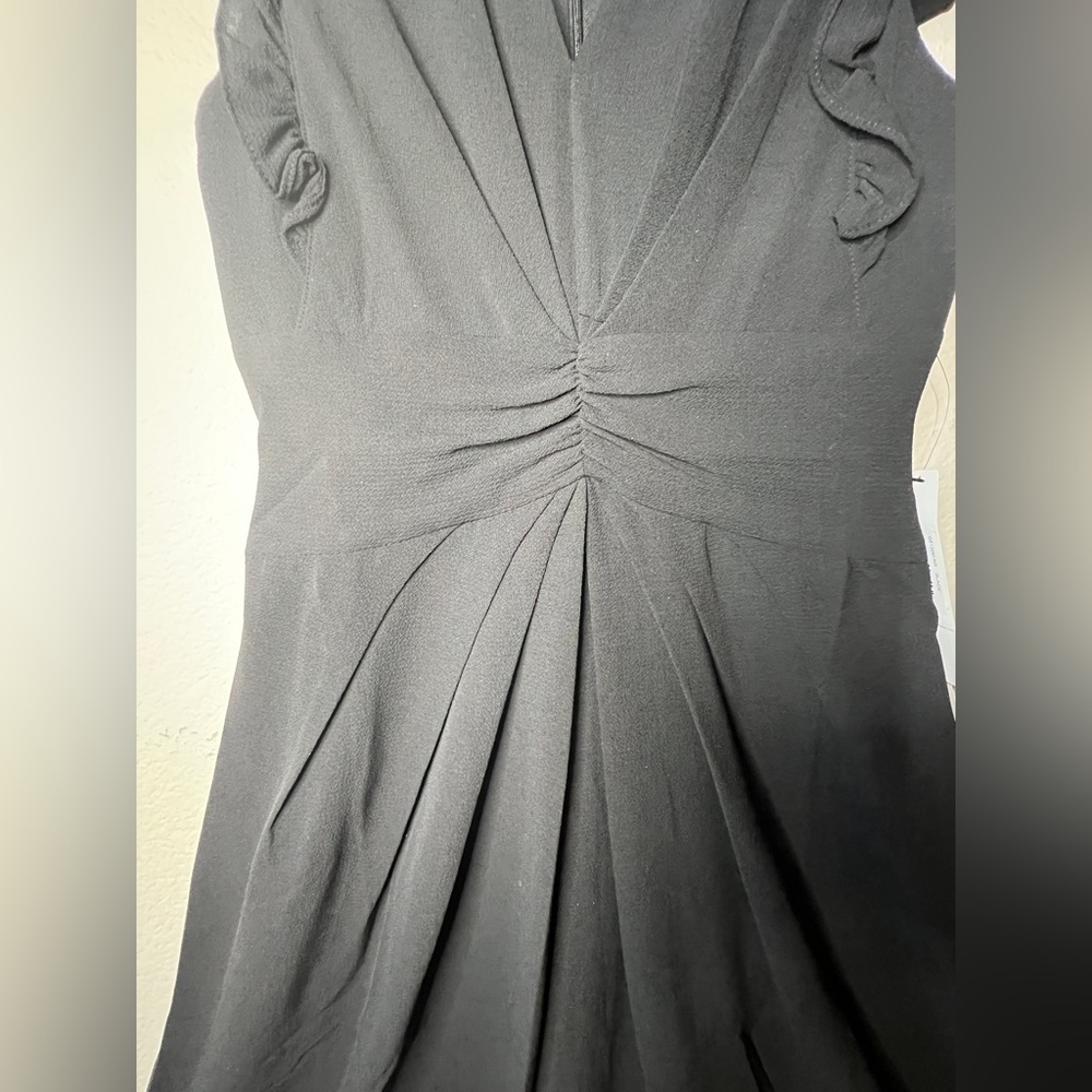 Maggy London Sleeveless Ruffled-Shoulders Midi Black Dress Size 2 - Picture 5 of 13